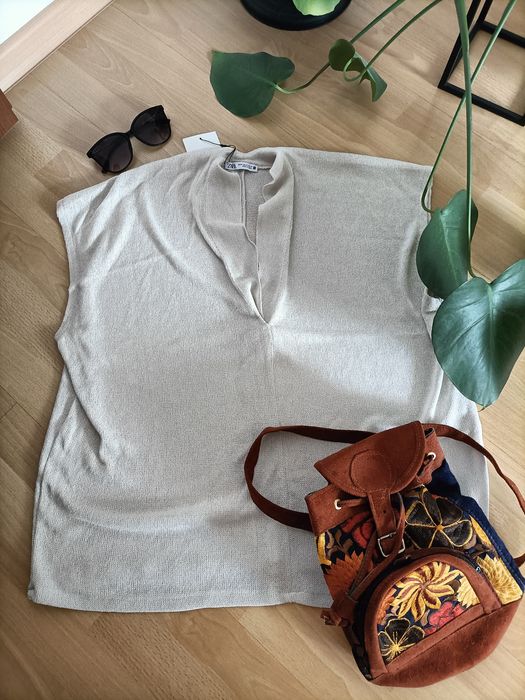 Zara bluzka M beżowa M wiskoza elegancka casual