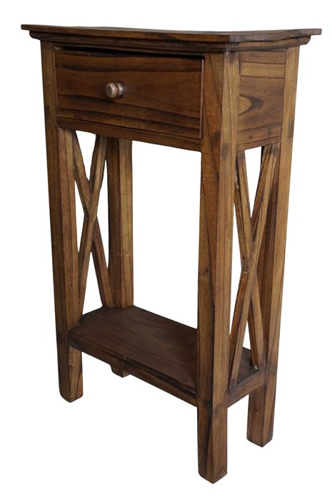 Drewniana konsolka z szufladką 80 cm vintage
