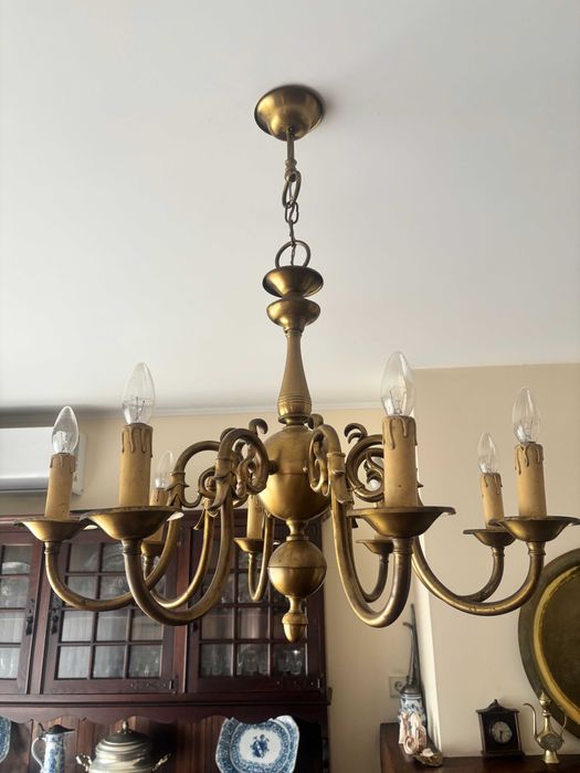 Candeeiro de teto em latão. Vintage