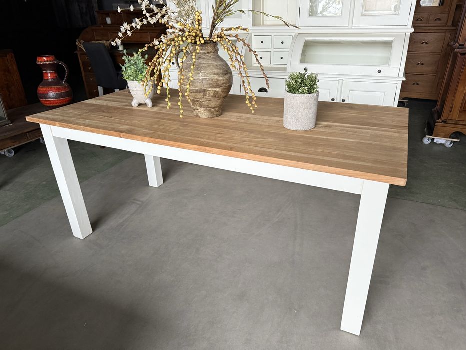 Świetny Stół biały prowansalski country drewniany tekowy prosty 180