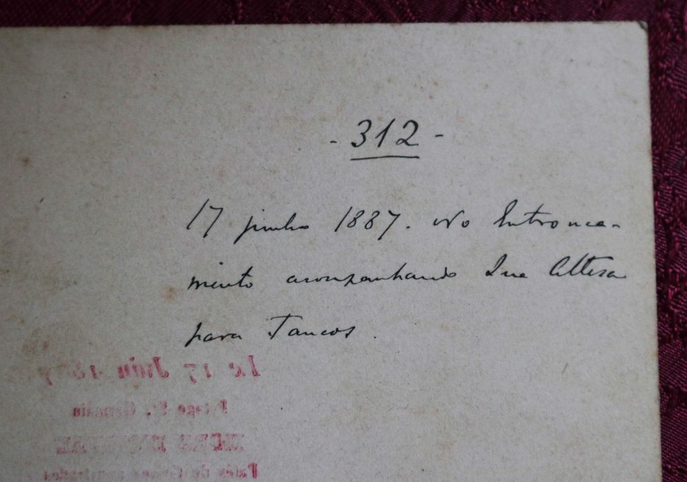 Entroncamento 1887 menu almoço Príncipe D. Carlos ida a Tancos, raro