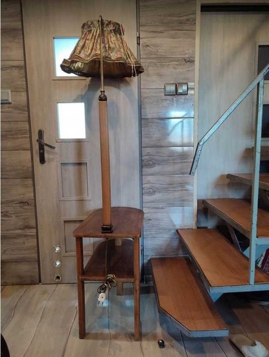 Lampa podłogowa,stojąca,art deco,drewniana