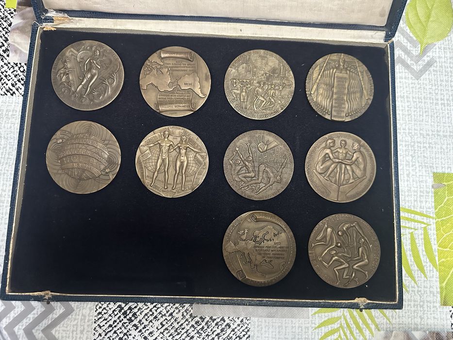 Coleção completa de medalhas em bronze ONU Direitos do Homem