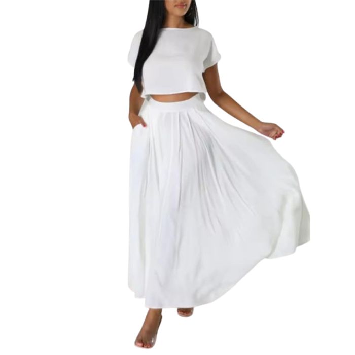 Letni komplet biały Top + Spódnica rozmiar S