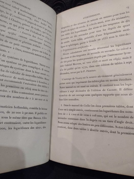 Tables de Logarithmes a sept Décimales 1875 J. Dupuis