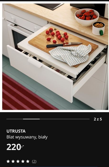 Szuflady wewnętrzne i wysuwany blat do kuchni Ikea Metod 2 szt