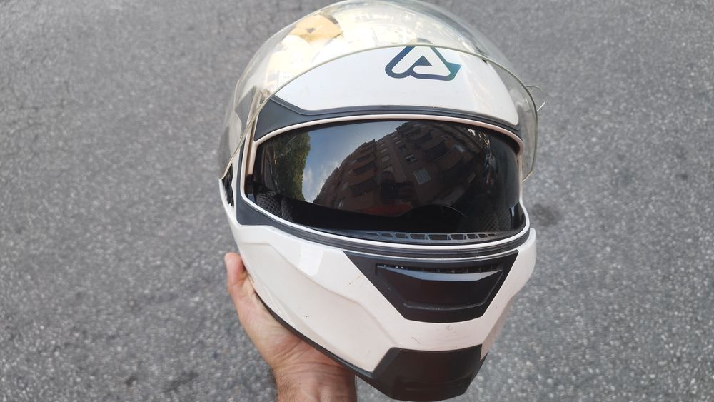 Capacete ACERBIS BOX G-348 Branco C/ Equip.  comunicação Bluetooth