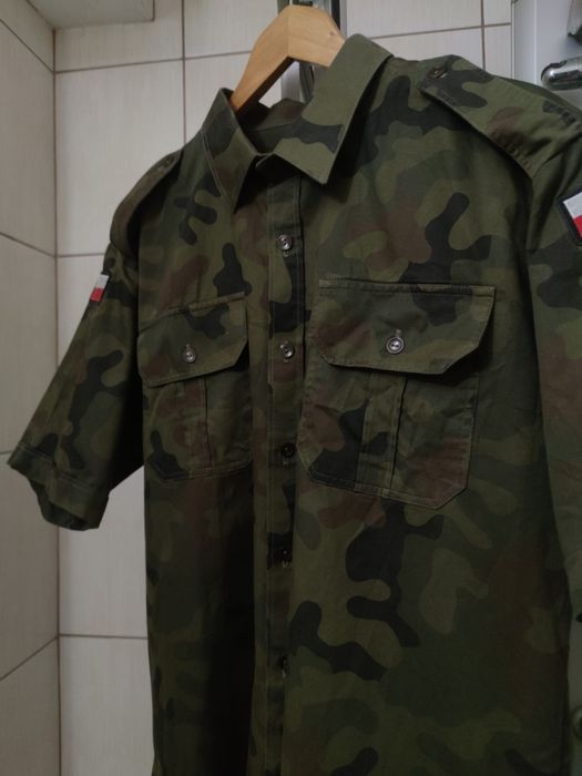 militarna koszula bluzka zapinana z krótkim rękawem XL classic sport