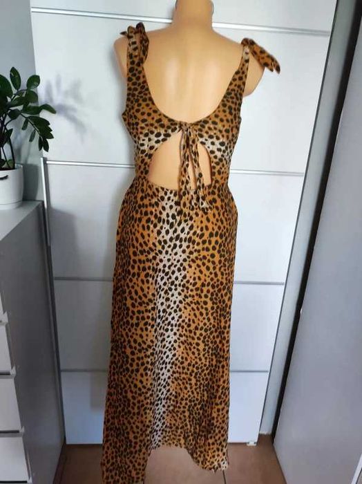 ASOS r 40 długa sukienka panterka Nowa bawełna/len