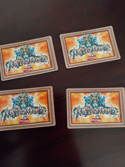 Lote 4 cartas Mythomania, Elma Chips, Centauro, Amazone e Isis