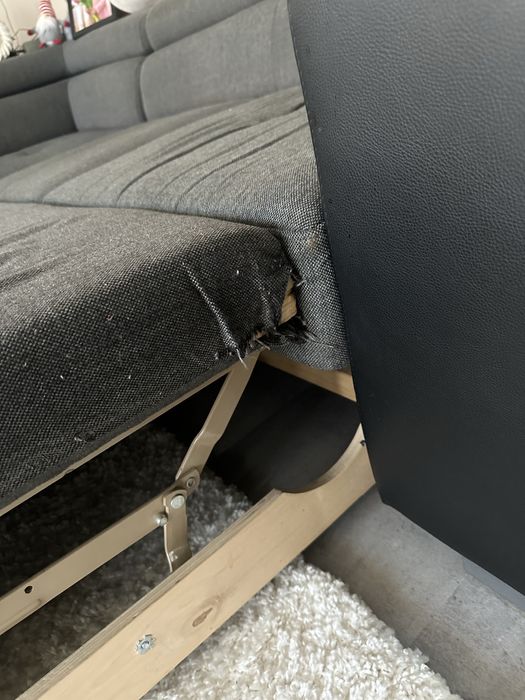 Narożnik materiał i ekoskórka z funkcją spania