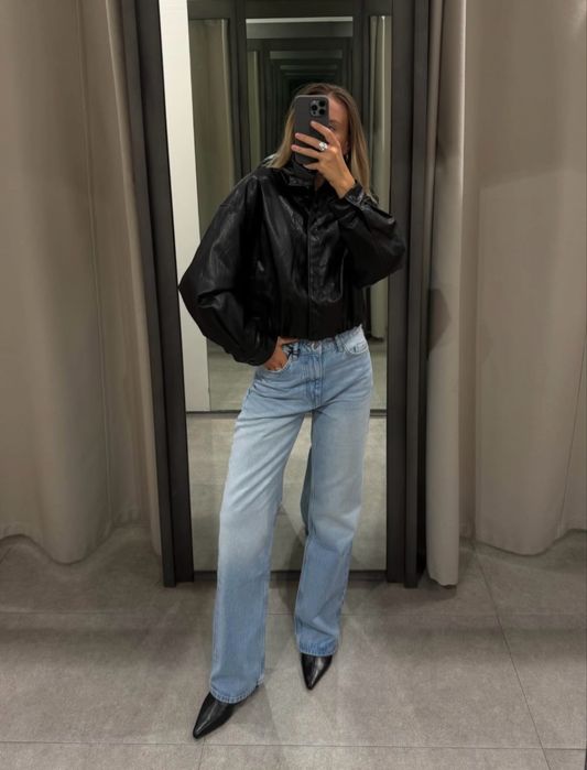 Прямі світлі блакитні джинси джинсы прямые zara straight 38 40 M L