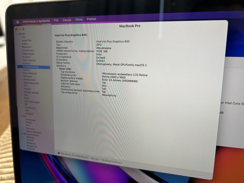 Apple Macbook Pro A2289 i5 16GB 512GB IDEALNY STAN