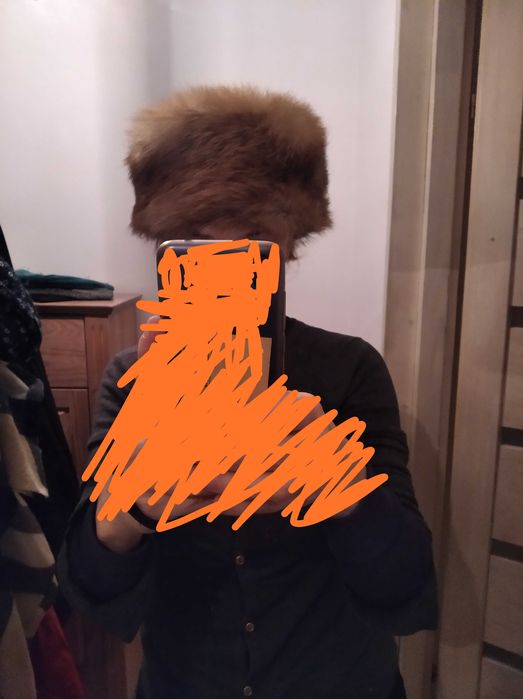 Czapka z lisa dzikiego nowa