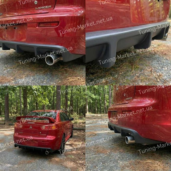 Накладка Диффузор Evolution на задний бампер Mitsubishi Lancer X