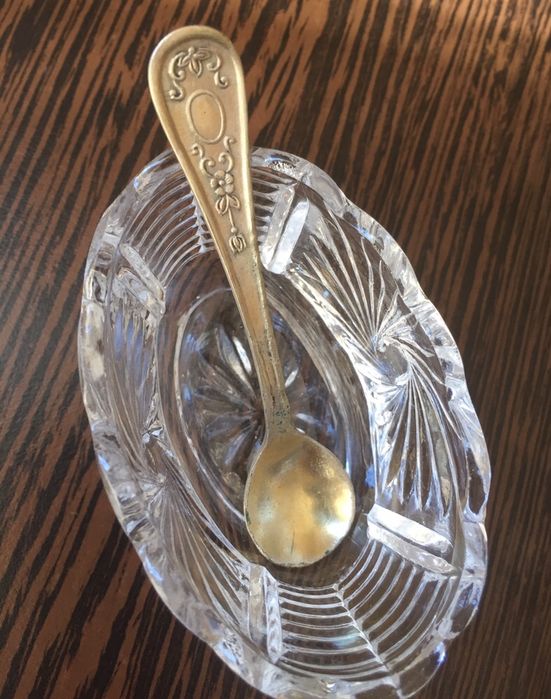 Хрустальные стопки, стаканчики, 6 шт, солонка