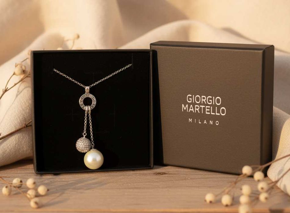 Elegancki naszyjnik z perłą Shell Pearls i cyrkoniami Giorgio Martello