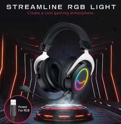 Auscultadores FIFINE H3 RGB com microfone 3,5mm para PC, PS4, PS5