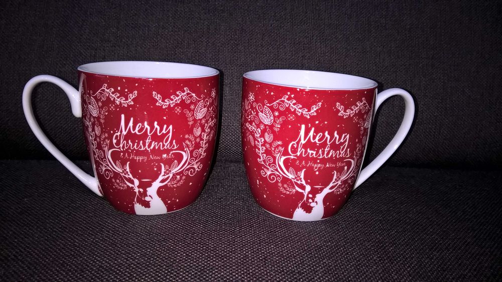 dwa duże kubki świąteczne Merry Christmas (nowe)