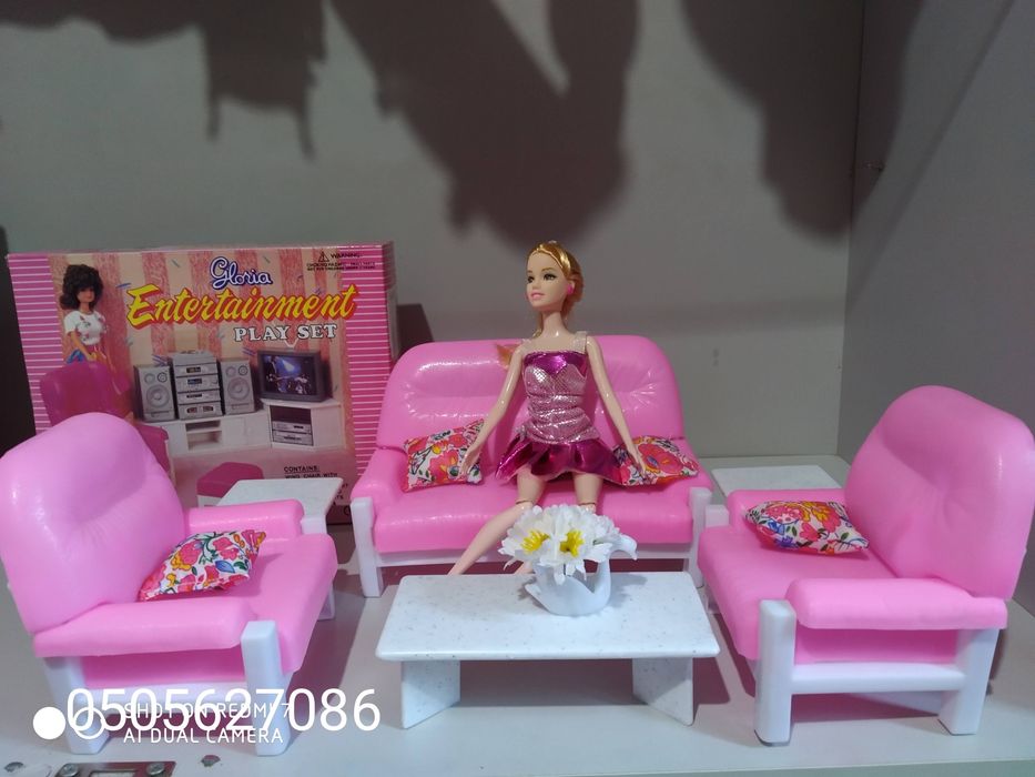 Меблі для ляльок Барбі Гостина 6 видів, Мебель для кукол Барби
