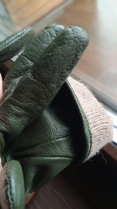 Rękawiczki skórzane zielone rozm.7 damskie
