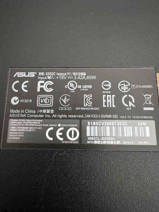 Notebook pc  Asus  Laptop