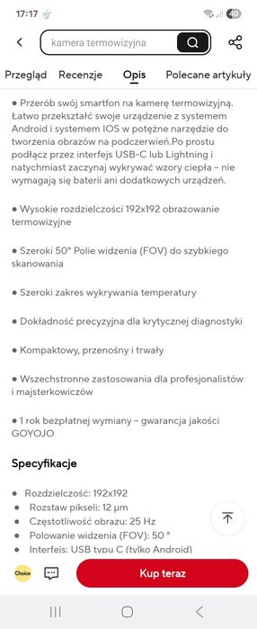 Kamera termowizyjna do smartfona 192x192