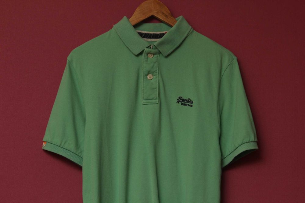 Superdry рр L-XL поло из хлопка пике Зеленый горошек