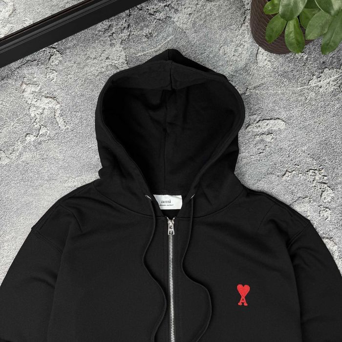 Зіп-худі AMI Paris базове з преміум бавовни з маленьким лого кофта ами