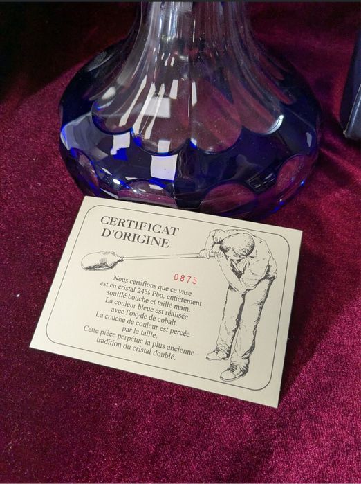 Vase Cristal Baccarat St Louis XXL Bleu Cobalt Cristal De Boheme