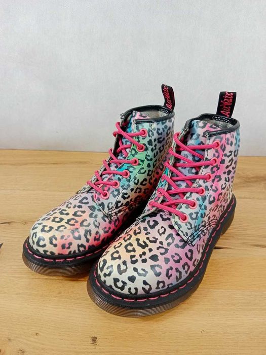 Dr Martens Rainbow Leopard 101, skóra naturalna, glany damskie, rozmiar 37