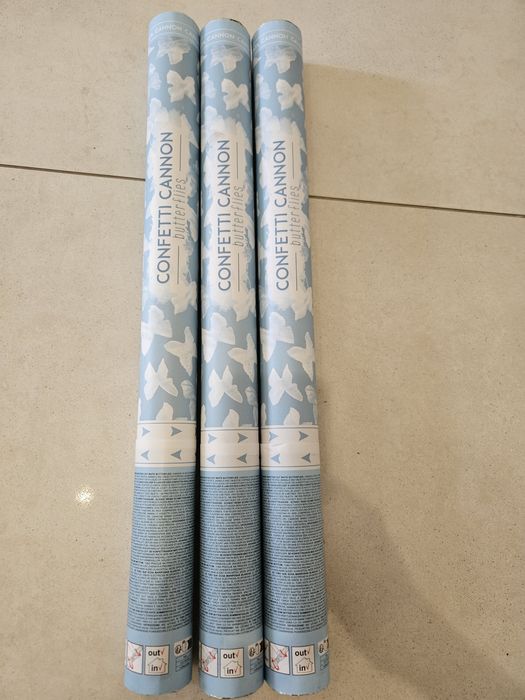 Tuby konfetti na ślub wesele białe motyle