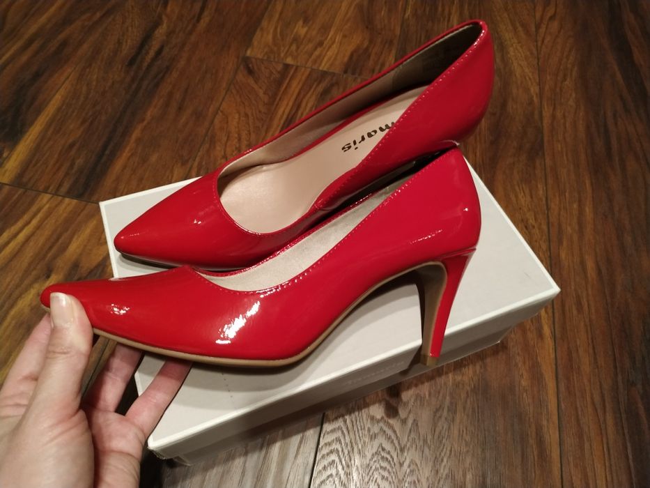 Tamaris szpilki czerwone 40 lakierowane
