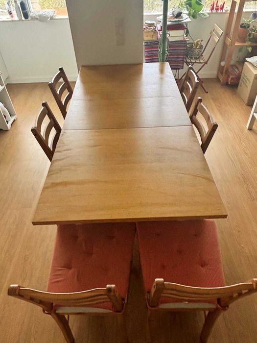 Mesa jantar extensível + cadeiras cor carvalho Ikea