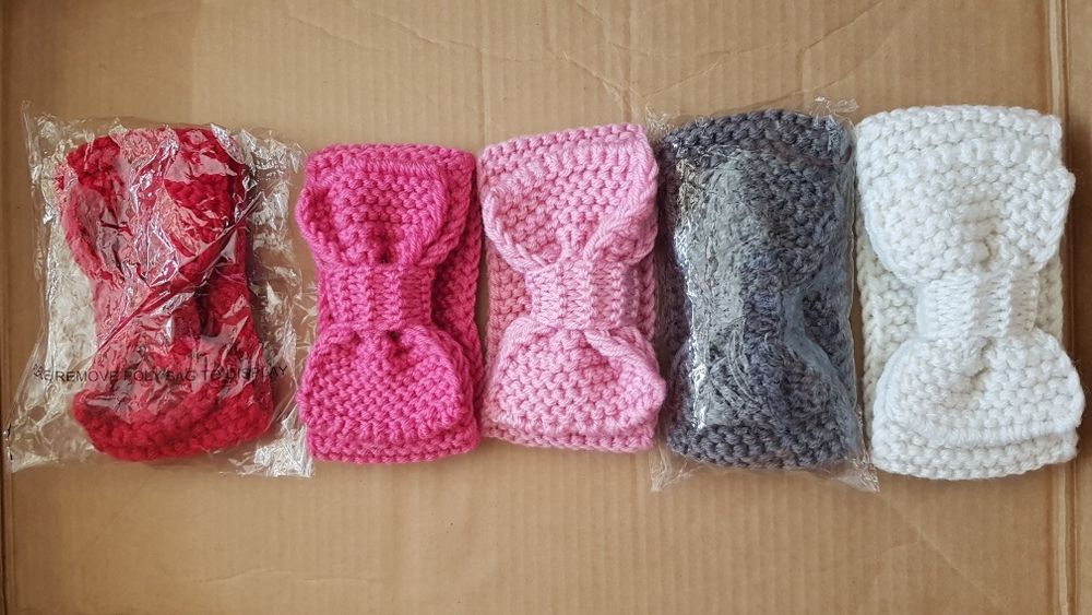 Fita Lã Menina/Tricô/Croché/Fita Cabelo Artesanal Bebé