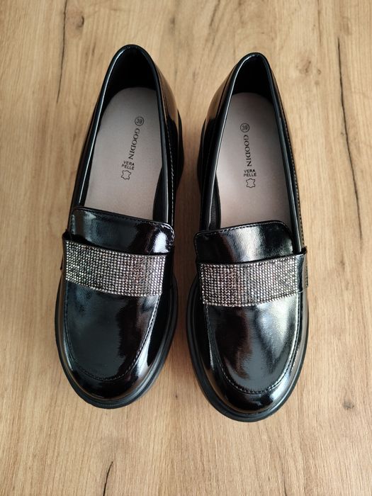 Buty /mokasyny/koturna czarne
