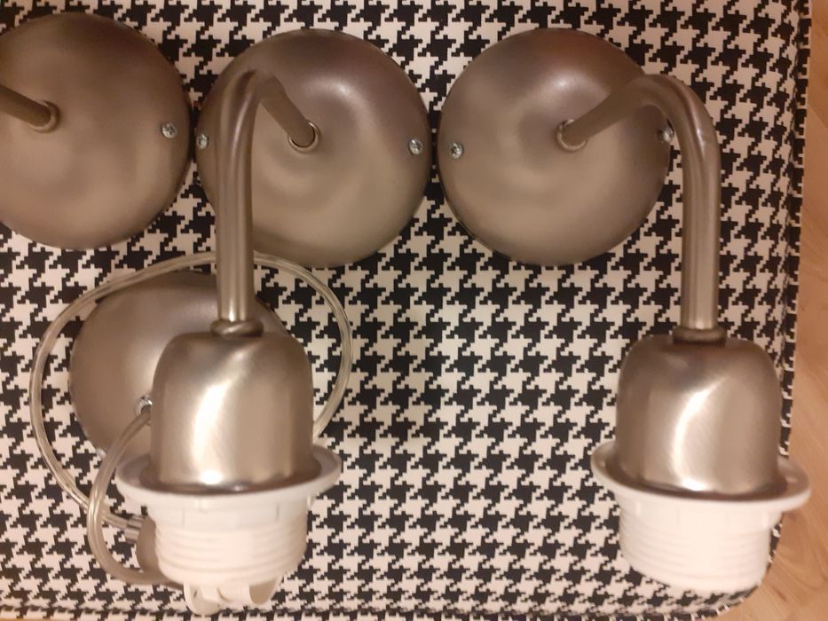 Komplet 4 kinkiety inox + lampa wisząca bez abażurów