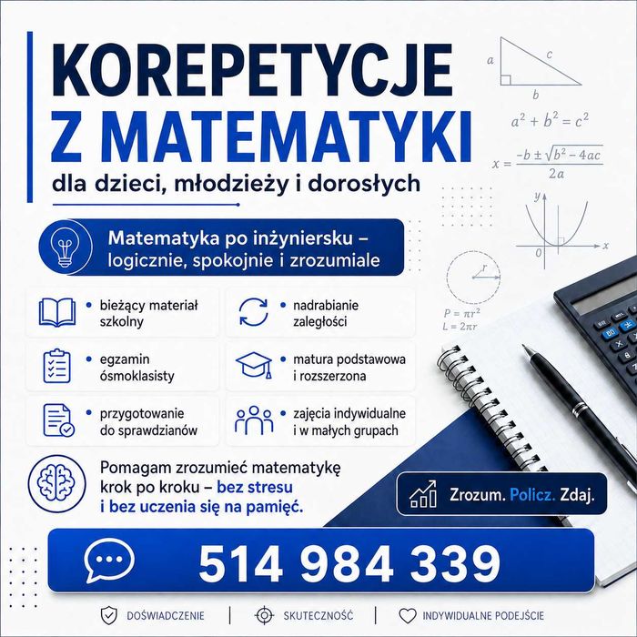 Korepetycje z matematyki – podstawówka, liceum, technikum, matura