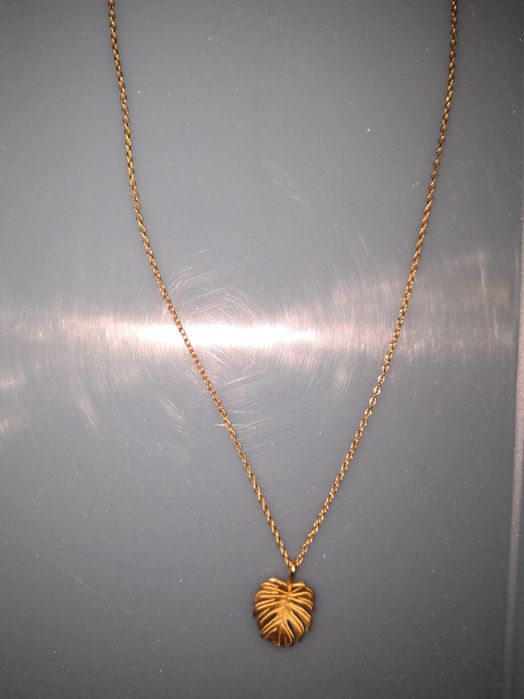 Colar Dourado com Pingente Folha