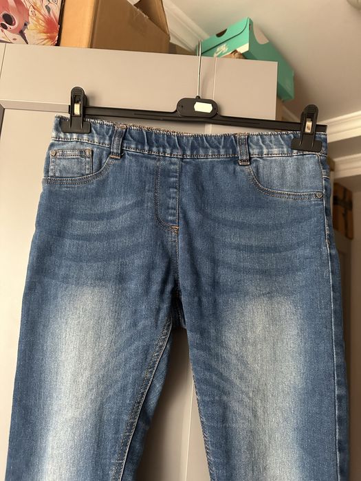 Jegginsy jeansowe spodnie na gumce 158