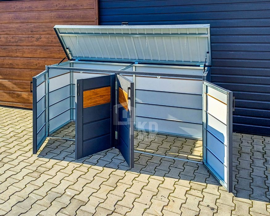 Zabudowa Koszy Na Śmieci Wiata Obudowa  235X65X110 Cm 4X120L  Tkd350