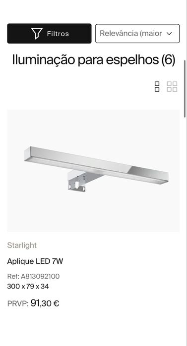 Espelho Roca com iluminação
