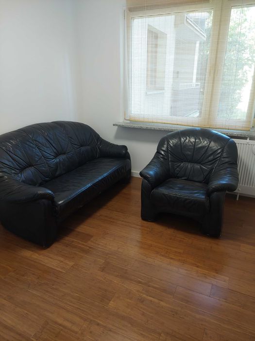 Sofa i fotel skórzany.