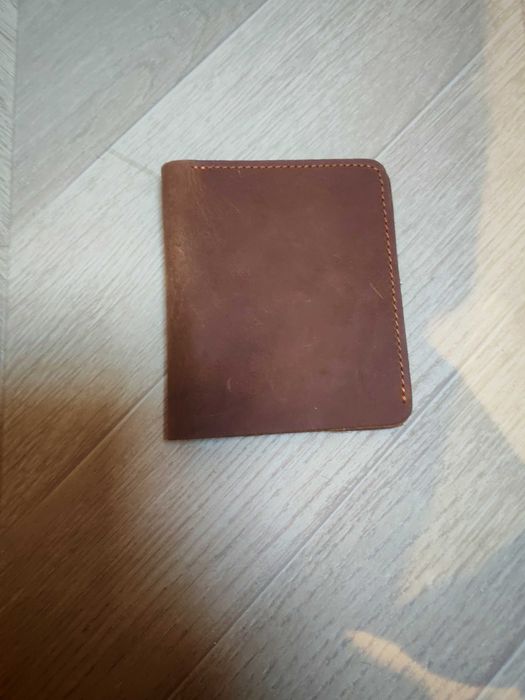 Carteira De Pele Genuíno Com Porta-Moedas (Castanho)