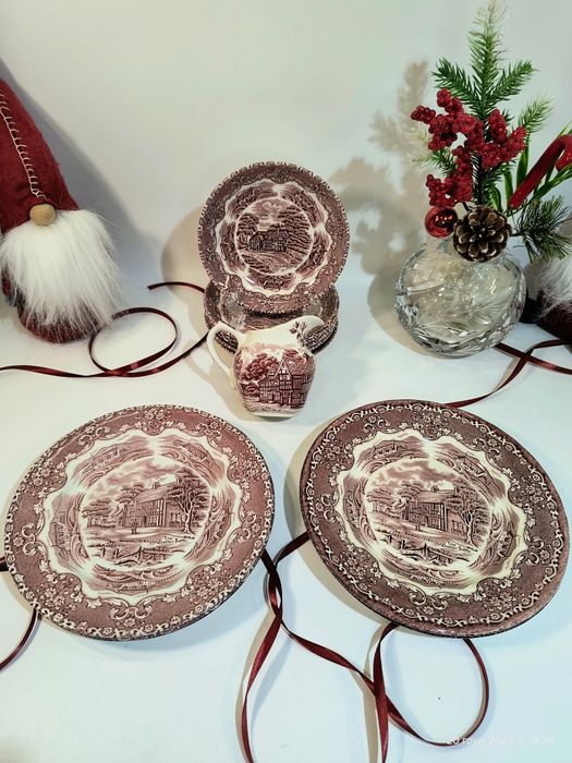 Посуд чашки тарілки вінтажний червоний Англія, Італія, Німеччина