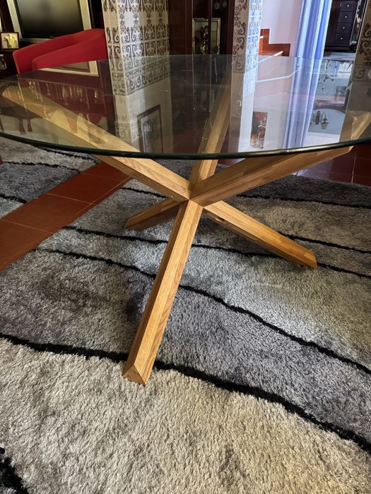 Mesa de sala em vidro/madeira nova