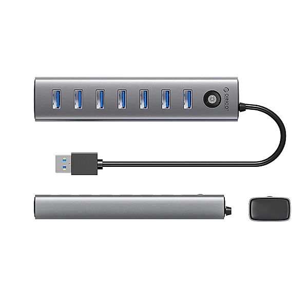 Hub Orico CL7U-U3/7x USB-A 3.0 + USB-C 5V/3A 1m - szary