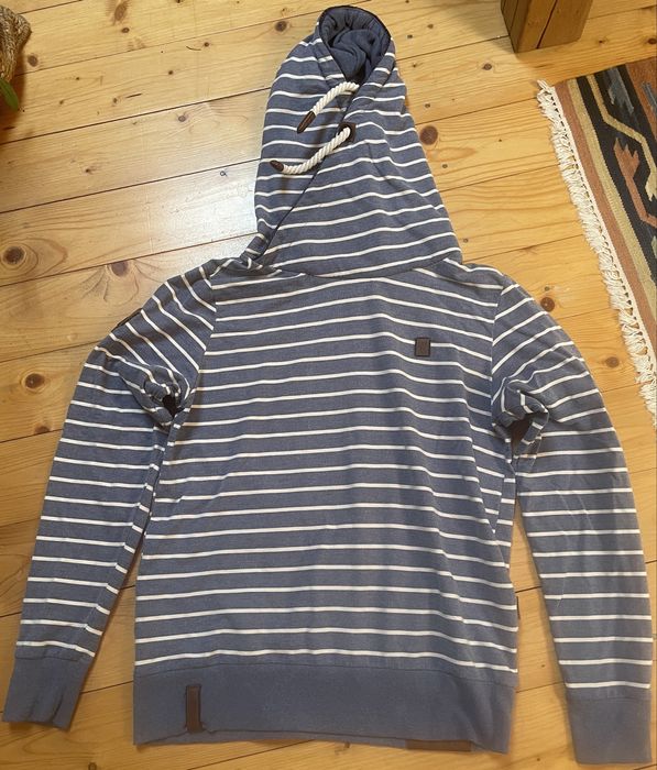 Bluza męska Naketano XL granatowa w paski, kaptur, jak nowa
