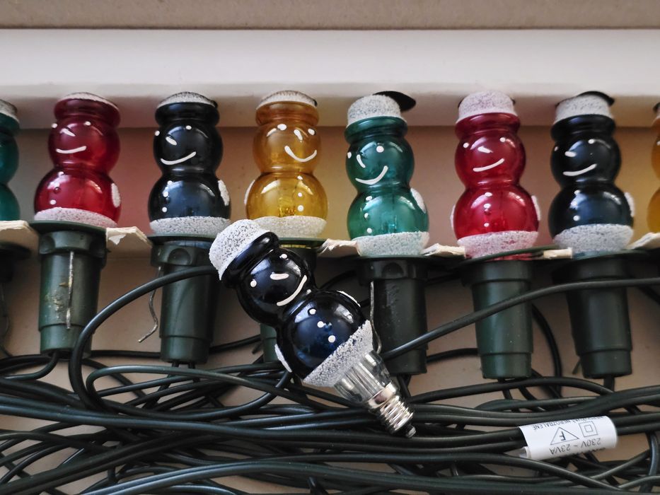 Lampki choinkowe Retro kształtki bałwanki światełka vintage 

światełk
