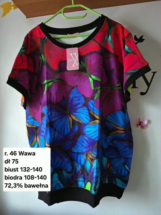 Bluzka w Motyle damska r. 46 (Plus size) Wawa